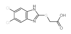 2-[(5,6-dichloro-1H-benzoimidazol-2-yl)sulfanyl]acetic acid structure
