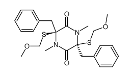 3r,6c-dibenzyl-3,6t-bis-methoxymethylsulfanyl-1,4-dimethyl-piperazine-2,5-dione结构式