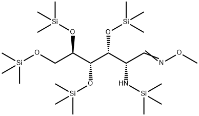 2-Deoxy-3-O,4-O,5-O,6-O-tetrakis(trimethylsilyl)-2-[(trimethylsilyl)amino]-D-glucose O-methyl oxime结构式