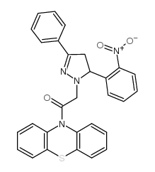 10-((4,5-Dihydro-5-(2-nitrophenyl)-3-phenyl-1H-pyrazol-1-yl)acetyl)-10 H-phenothiazine结构式