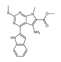 methyl 5-amino-4-(1H-indolo-2-yl)-7-methyl-2-(methylsulfanyl)-7H-pyrrolo[2,3-d]pyrimidine-6-carboxylate结构式