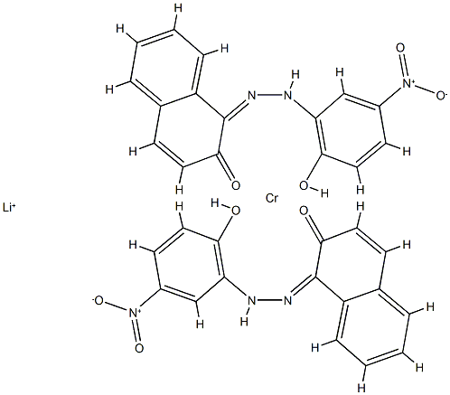 lithium bis[1-[(2-hydroxy-5-nitrophenyl)azo]-2-naphtholato(2-)]chromate(1-) structure