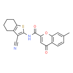 N-(3-Cyano-4,5,6,7-tetrahydro-1-benzothiophen-2-yl)-7-methyl-4-oxo-4H-chromene-2-carboxamide结构式