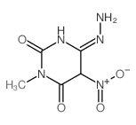 6-hydrazinyl-3-methyl-5-nitro-5H-pyrimidine-2,4-dione结构式