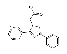 2-(2-phenyl-5-pyridin-3-yl-3,4-dihydropyrazol-4-yl)acetic acid Structure