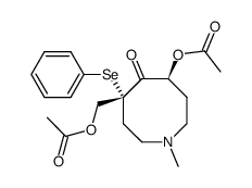 Acetic acid (4R,6S)-6-acetoxy-1-methyl-5-oxo-4-phenylselanyl-azocan-4-ylmethyl ester结构式