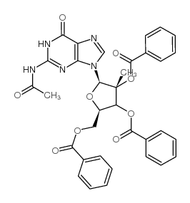 N-乙酰基-2’-C-甲基鸟苷-2’,3’,5’-三苯甲酸酯结构式