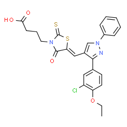 4-[(5Z)-5-{[3-(3-chloro-4-ethoxyphenyl)-1-phenyl-1H-pyrazol-4-yl]methylidene}-4-oxo-2-thioxo-1,3-thiazolidin-3-yl]butanoic acid picture