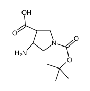 (3R,4R)-4-Amino-1-{[(2-methyl-2-propanyl)oxy]carbonyl}-3-pyrrolid inecarboxylic acid结构式
