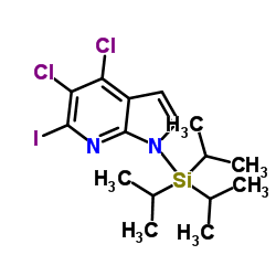 4,5-Dichloro-6-iodo-1-(triisopropylsilyl)-1H-pyrrolo[2,3-b]pyridine结构式