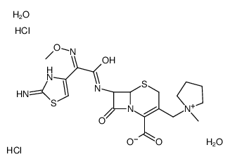 (6R,7R)-7-[[(2Z)-2-(2-amino-1,3-thiazol-4-yl)-2-methoxyiminoacetyl]amino]-3-[(1-methylpyrrolidin-1-ium-1-yl)methyl]-8-oxo-5-thia-1-azabicyclo[4.2.0]oct-2-ene-2-carboxylic acid,chloride,dihydrate,hydrochloride Structure