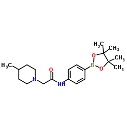 2-(4-甲基哌啶-1-基)-N-(4-(4,4,5,5-四甲基-1,3,2-二硼戊环-2-基)苯基)乙酰胺结构式