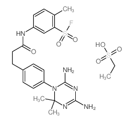 5-[3-[4-(4,6-diamino-2,2-dimethyl-1,3,5-triazin-1-yl)phenyl]propanoylamino]-2-methyl-benzenesulfonyl fluoride; ethanesulfonic acid Structure