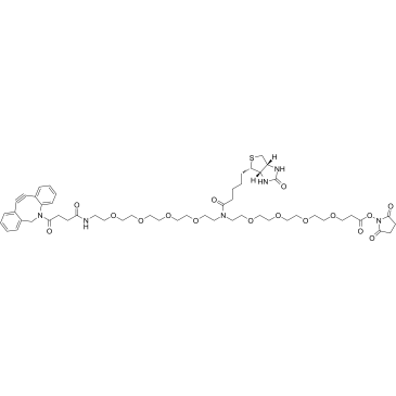 N-(DBCO-PEG4)-N-Biotin-PEG4-NHS Structure
