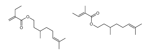 3,7-dimethyloct-6-enyl (E)-2-methylbut-2-enoate,3,7-dimethyloct-6-enyl 2-methylidenebutanoate结构式