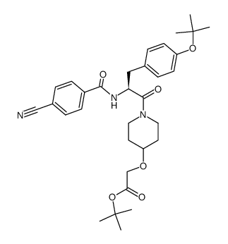 tert-butyl (S)-2-((1-(3-(4-(tert-butoxy)phenyl)-2-(4-cyanobenzamido)propanoyl)piperidin-4-yl)oxy)acetate Structure