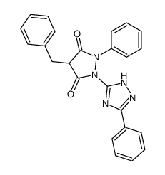 4-benzyl-1-phenyl-2-(5-phenyl-1H-[1,2,4]triazol-3-yl)-pyrazolidine-3,5-dione Structure