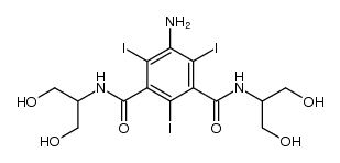 S-N,N'-bis[2-hydroxy-1-(hydroxymethyl)ethyl]-5-amino-2,4,6-triiodo-1,3-benzenedicarboxamide structure