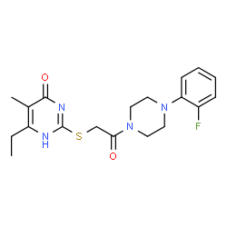 Piperazine, 1-[[(6-ethyl-1,4-dihydro-5-methyl-4-oxo-2-pyrimidinyl)thio]acetyl]-4-(2-fluorophenyl)- (9CI) structure