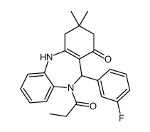 6-(3-fluorophenyl)-9,9-dimethyl-5-propanoyl-6,8,10,11-tetrahydrobenzo[b][1,4]benzodiazepin-7-one结构式