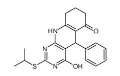 5-phenyl-2-propan-2-ylsulfanyl-1,5,7,8,9,10-hexahydropyrimido[4,5-b]quinoline-4,6-dione Structure