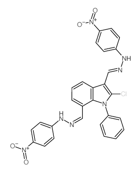 N-[[2-chloro-7-[[(4-nitrophenyl)hydrazinylidene]methyl]-1-phenyl-indol-3-yl]methylideneamino]-4-nitro-aniline结构式