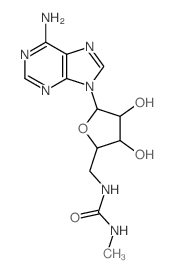 1-[[5-(6-aminopurin-9-yl)-3,4-dihydroxy-oxolan-2-yl]methyl]-3-methyl-urea structure