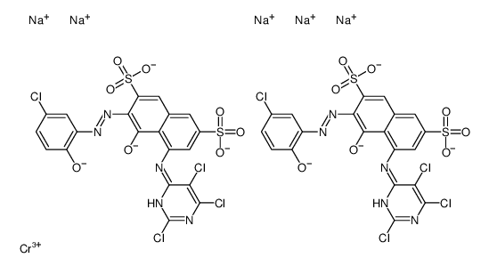 pentasodium bis[3-[(5-chloro-2-hydroxyphenyl)azo]-4-hydroxy-5-[(2,5,6-trichloro-4-pyrimidinyl)amino]naphthalene-2,7-disulphonato(4-)]chromate(5-) Structure