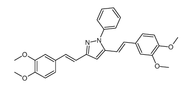 3,5-bis[2-(3,4-dimethoxyphenyl)ethenyl]-1-phenylpyrazole结构式