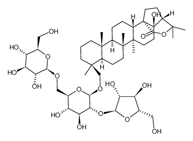 17-hydroxy--24-O-<α-L-arabinofuranosyl-(1-2)>-<β-D-glucopyranosyl-(1-6)>-β-D-glucopyranosyl-hopan-28,22-olide Structure