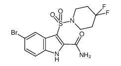 5-bromo-3-[(4,4-difluoropiperidin-1-yl)sulfonyl]-1H-indole-2-carboxamide结构式