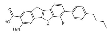 3-Amino-7-(4-butyl-phenyl)-6-fluoro-5,10-dihydro-indeno[1,2-b]indole-2-carboxylic acid结构式