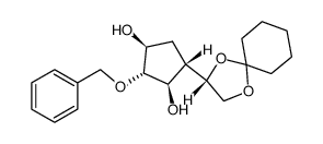 (1S,2R,3R,4S)-2-(benzyloxy)-4-[(2S)-1,4-dioxaspiro[4.5]dec-2-yl]cyclopentane-1,3-diol结构式