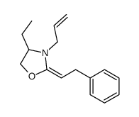 4-ethyl-2-(2-phenylethylidene)-3-prop-2-enyl-1,3-oxazolidine结构式
