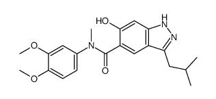 5-[N-(3,4-dimethoxyphenyl)-N-methylaminocarbonyl]-3-isobutyl-6-hydroxy-1H-indazole Structure