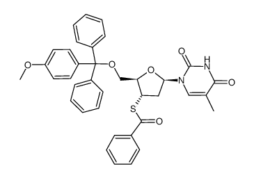 5'-O-monomethoxytrityl-3'-S-benzoyl-3'-thiothymidine Structure
