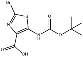 2-溴-5-((叔丁氧基羰基)氨基)噻唑-4-羧酸结构式