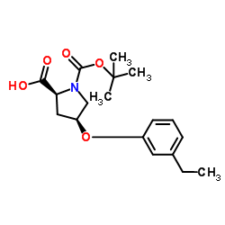 (4S)-1-(tert-Butoxycarbonyl)-4-(3-ethylphenoxy)-L-proline结构式