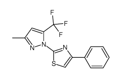 2-[3-methyl-5-(trifluoromethyl)pyrazol-1-yl]-4-phenyl-1,3-thiazole结构式