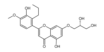 (R)-5-hydroxy-2- (3-hydroxy-4-methoxy-2-propylphenyl)-7-(2,3-dihydroxypropoxy)-4H-1-benzopyran-4-one结构式