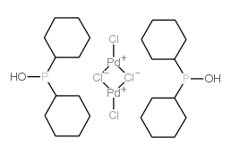 DIHYDROGEN DI-MU-CHLORODICHLOROBIS(DICYCLOHEXYLPHOPHINITO-KP)DIPALLADATE(2-)结构式