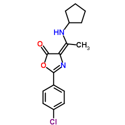 (4E)-2-(4-Chlorophenyl)-4-[1-(cyclopentylamino)ethylidene]-1,3-oxazol-5(4H)-one Structure