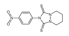 2-(4-nitrophenyl)-5,6,7,8-tetrahydro-[1,2,4]triazolo[1,2-a]pyridazine-1,3-dithione结构式