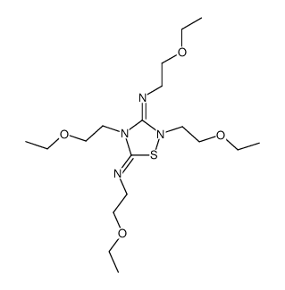 2,4,N,N'-tetrakis-(2-ethoxy-ethyl)-[1,2,4]thiadiazolidine-3,5-diylidenediamine结构式