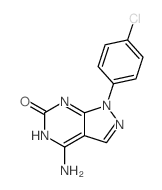 5-amino-9-(4-chlorophenyl)-2,4,8,9-tetrazabicyclo[4.3.0]nona-1,4,6-trien-3-one structure