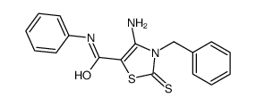 5-Thiazolecarboxamide, 2,3-dihydro-4-amino-N-phenyl-3-(phenylmethyl)-2-thioxo-, hydrate Structure