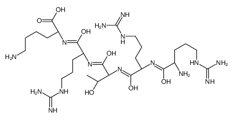 (2S)-6-amino-2-[[(2S)-2-[[(2S,3R)-2-[[(2S)-2-[[(2S)-2-amino-5-(diaminomethylideneamino)pentanoyl]amino]-5-(diaminomethylideneamino)pentanoyl]amino]-3-hydroxybutanoyl]amino]-5-(diaminomethylideneamino)pentanoyl]amino]hexanoic acid Structure