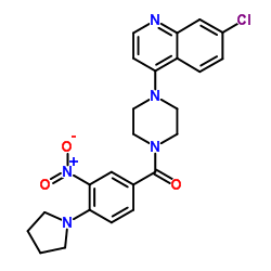 [4-(7-Chloro-4-quinolinyl)-1-piperazinyl][3-nitro-4-(1-pyrrolidinyl)phenyl]methanone Structure