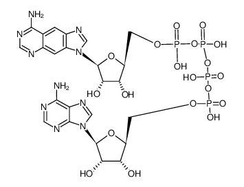 O5'-{4-[1-(8-amino-imidazo[4,5-g]quinazolin-3-yl)-β-D-1,4-dideoxy-ribofuranos-5-yloxy]-1,2,3,4-tetrahydroxy-[1]tetraphosphoryl}-adenosine Structure