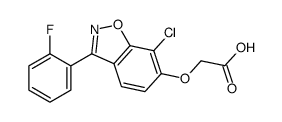 ((7-chloro-3-(2-fluorophenyl)-1,2-benzisoxazol-6-yl)oxy)acetic acid Structure